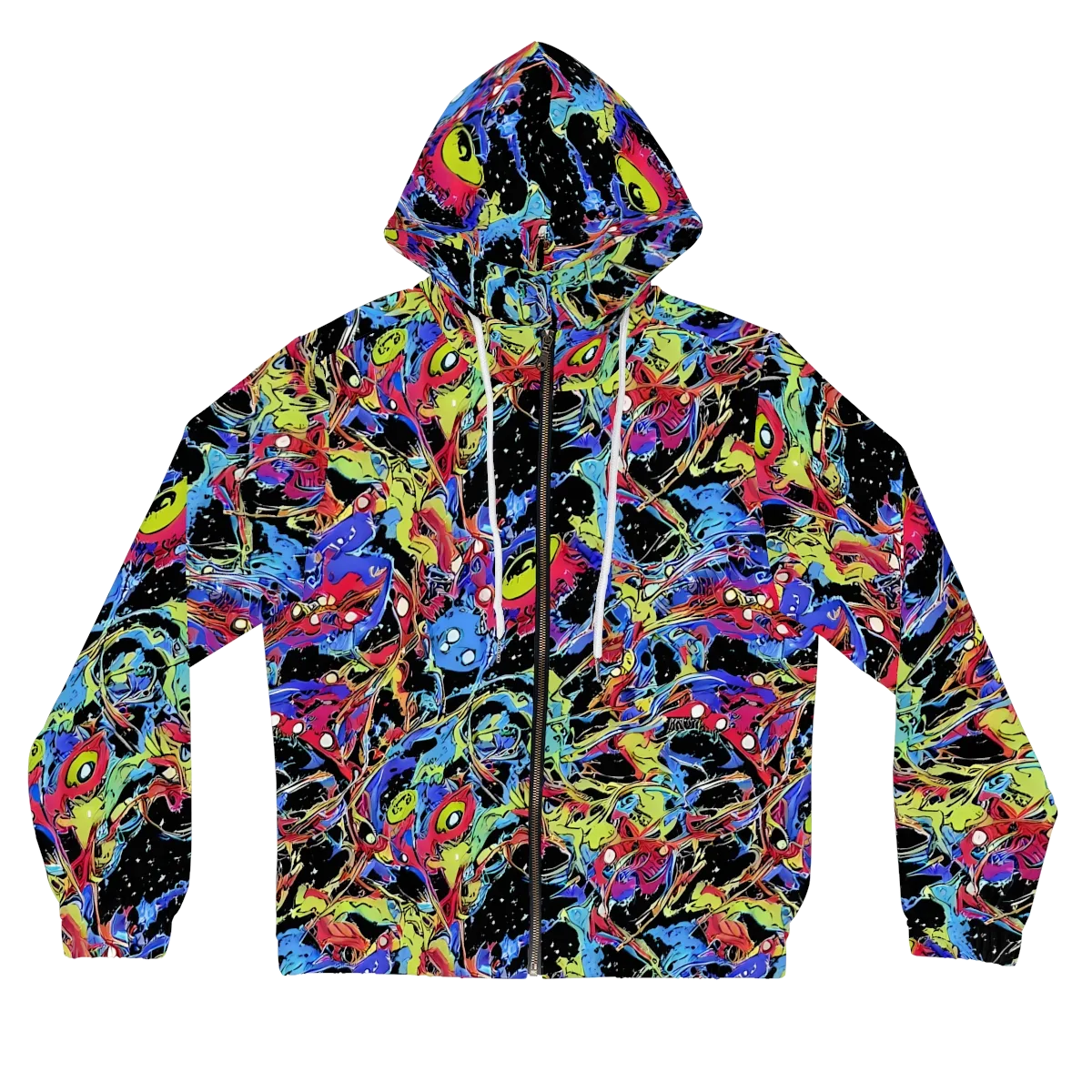 Neon Chaos on Women's Full-Zip Hoodie — Front
