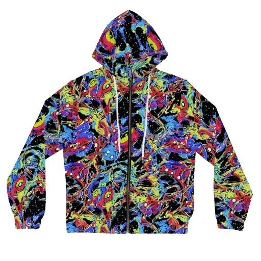 Neon Chaos on a Women's Full-Zip Hoodie