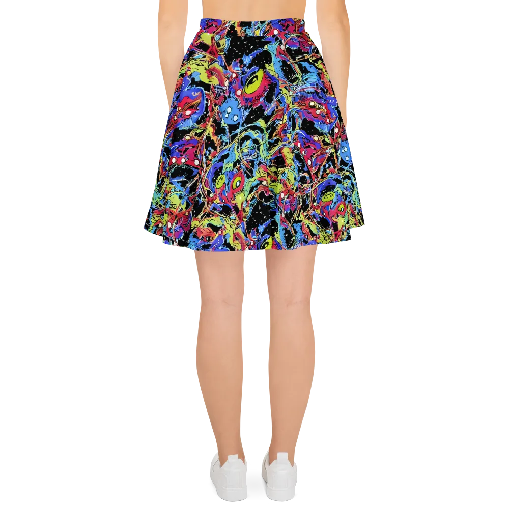 Neon Chaos on Skater Skirt — Back