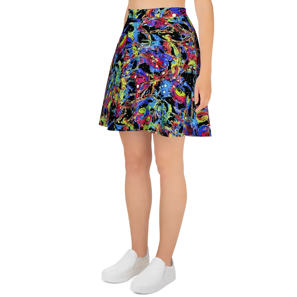 Neon Chaos on Skater Skirt — Left