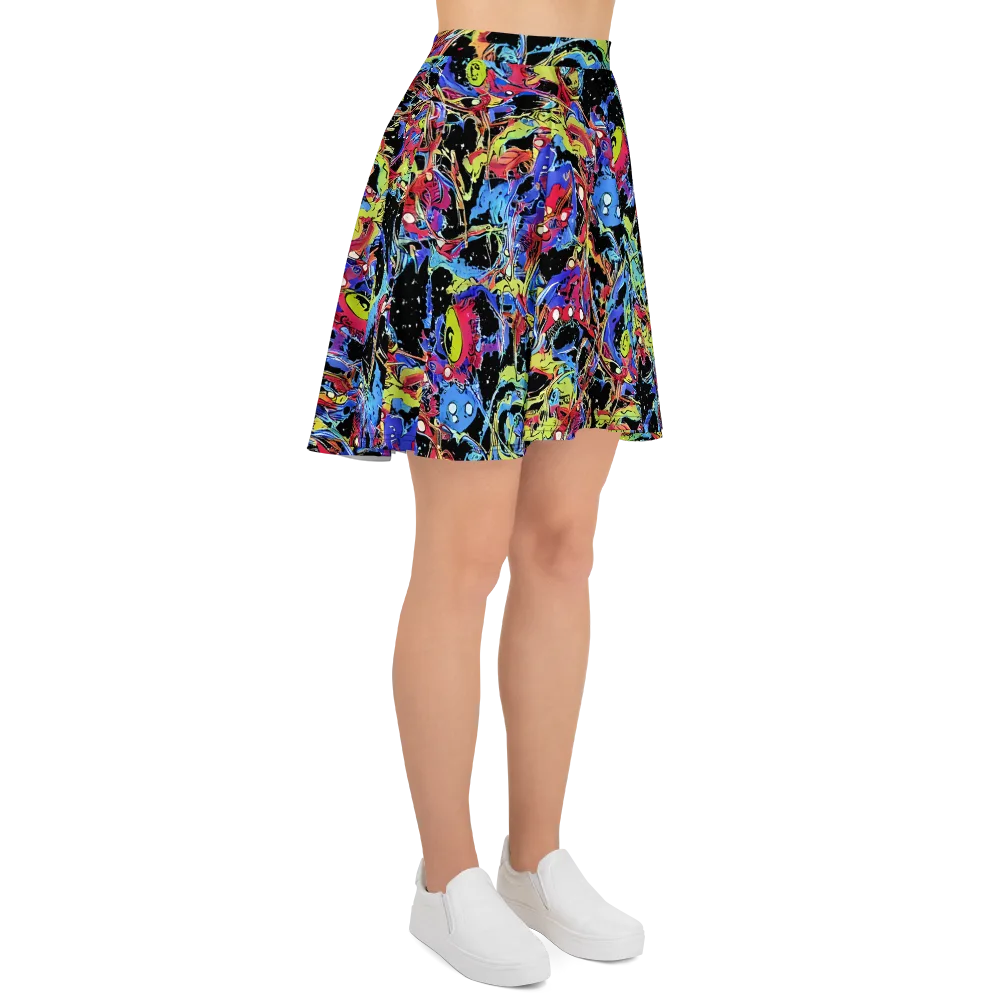 Neon Chaos on Skater Skirt — Right