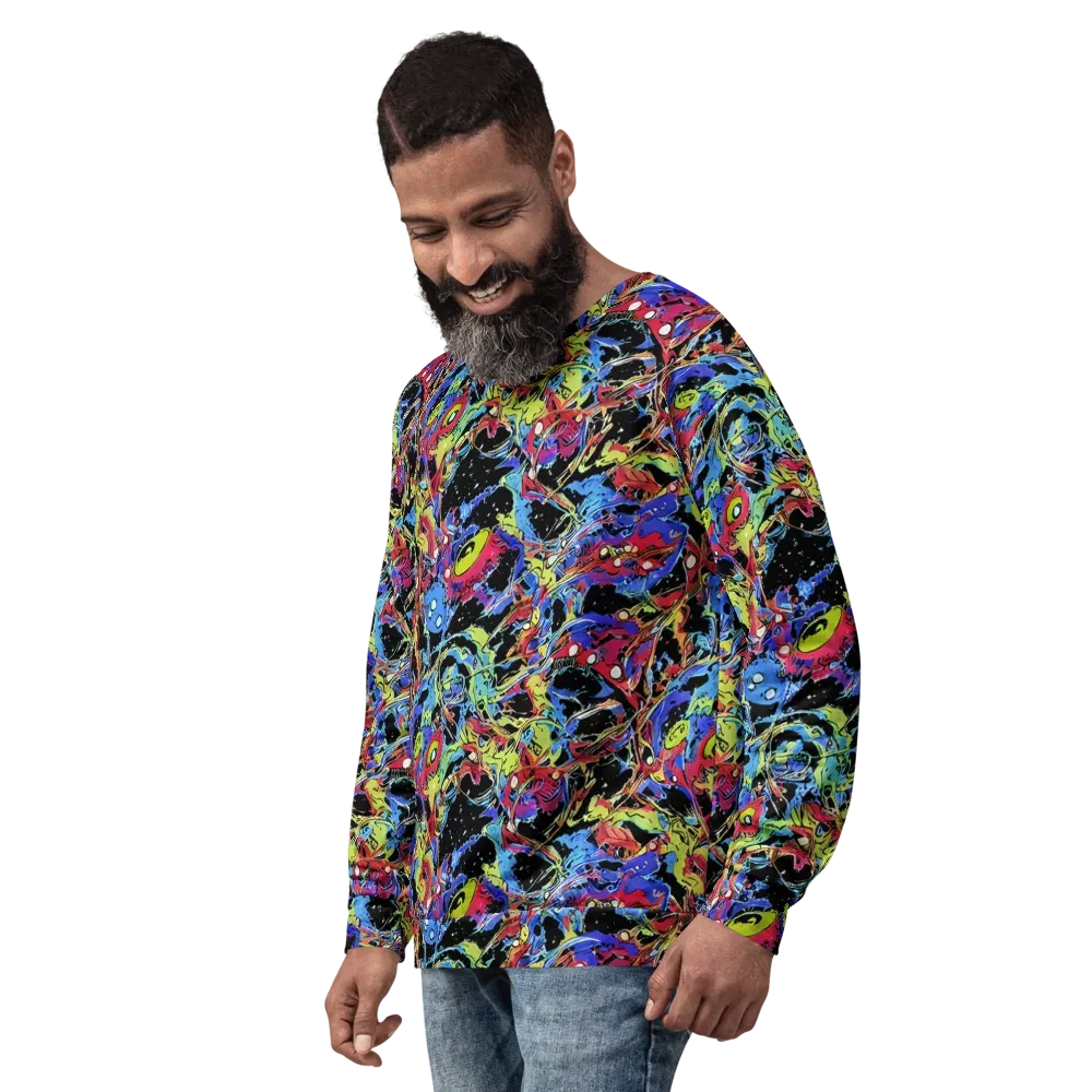 Neon Chaos on Sweatshirt — Left Front