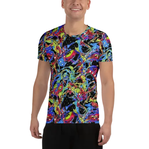Neon Chaos on a Men's Athletic T-Shirt