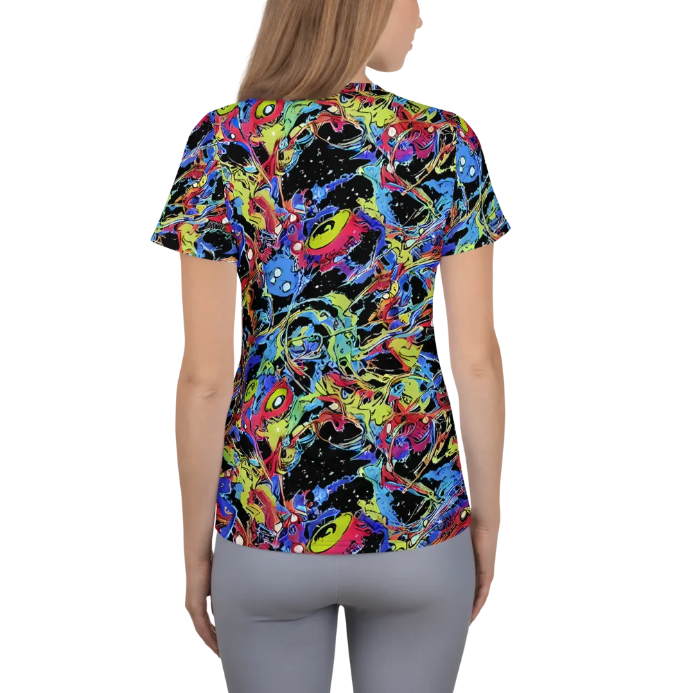 Neon Chaos on Women's Athletic T-Shirt — Back