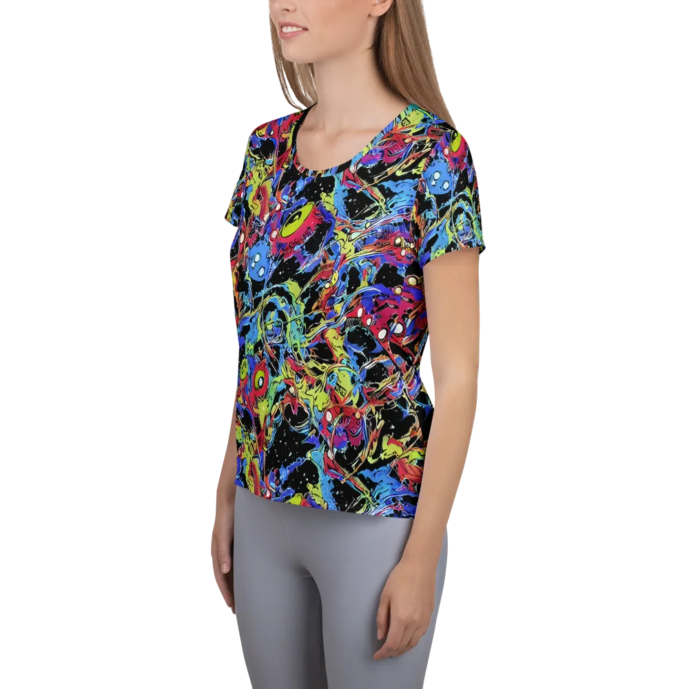 Neon Chaos on Women's Athletic T-Shirt — Left