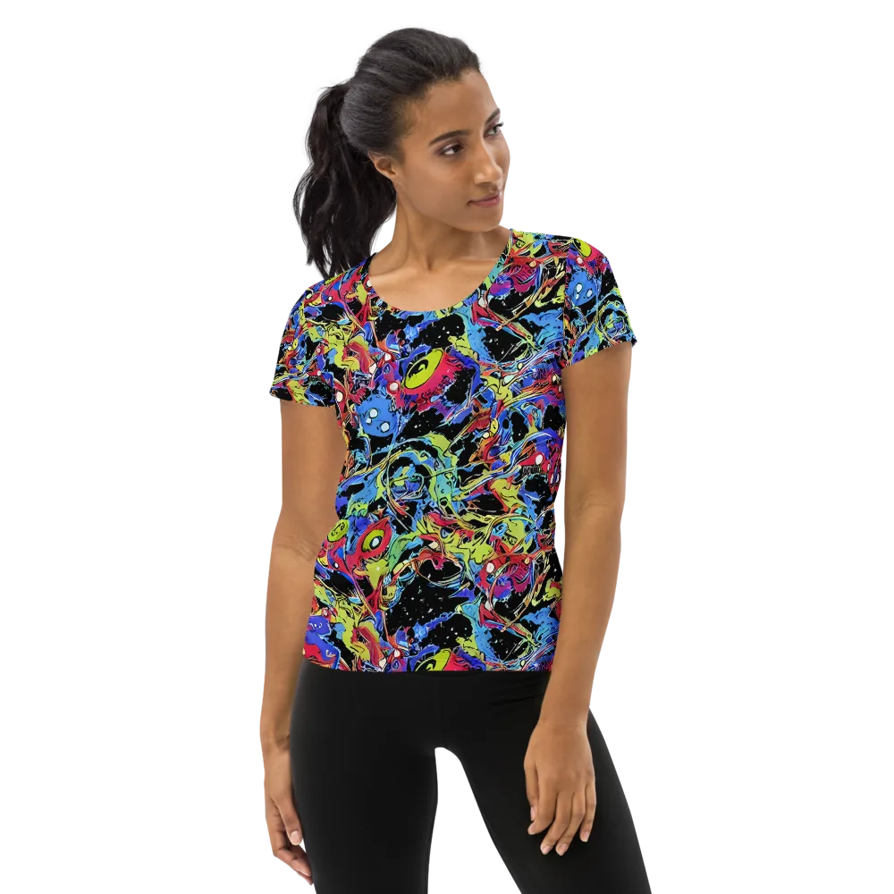 Neon Chaos on Women's Athletic T-Shirt — Front