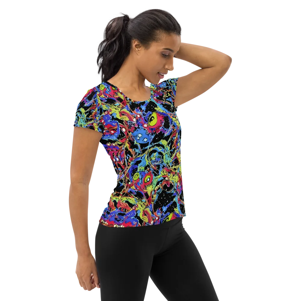 Neon Chaos on Women's Athletic T-Shirt — Right