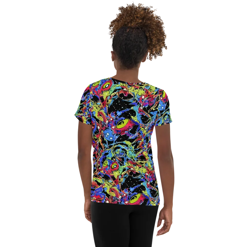 Neon Chaos on Women's Athletic T-Shirt — Back