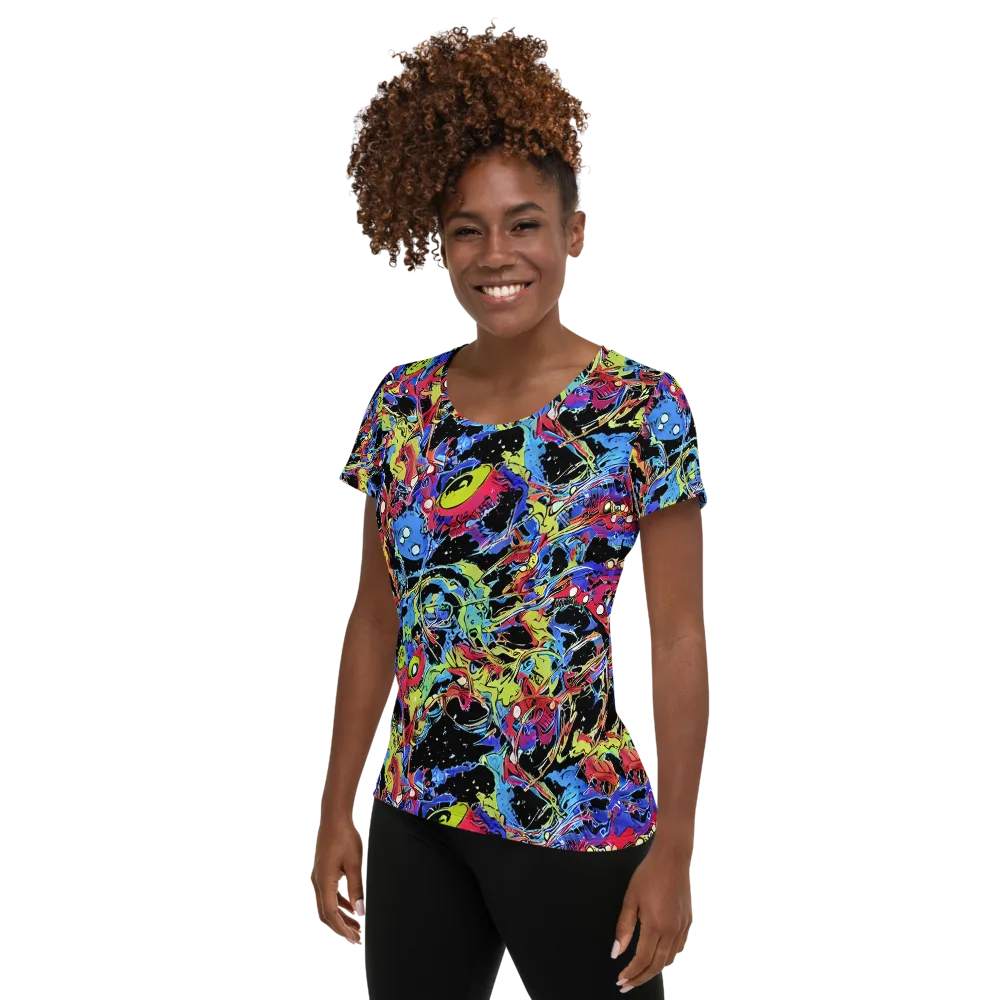 Neon Chaos on Women's Athletic T-Shirt — Left
