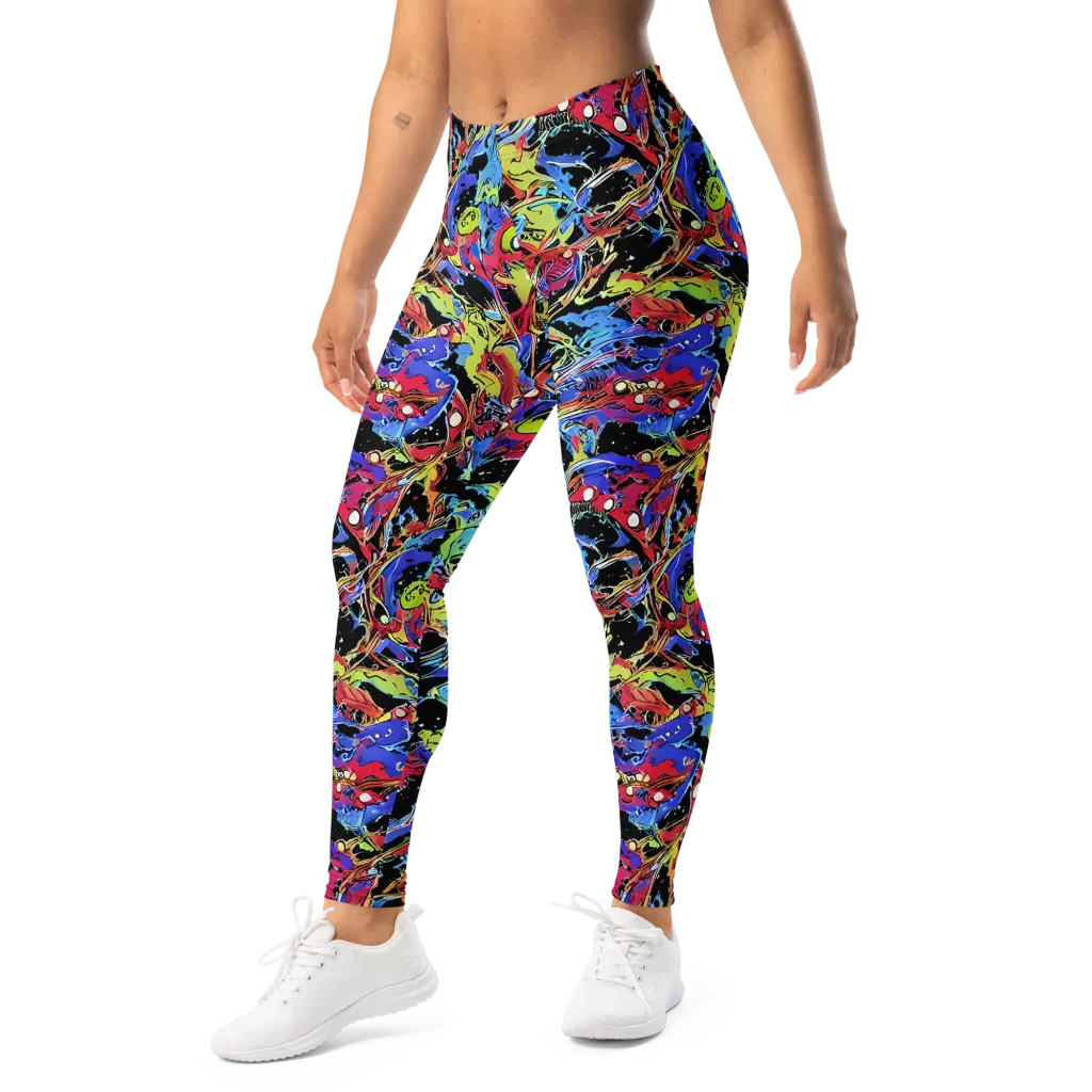 Neon Chaos on Leggings — Left Front
