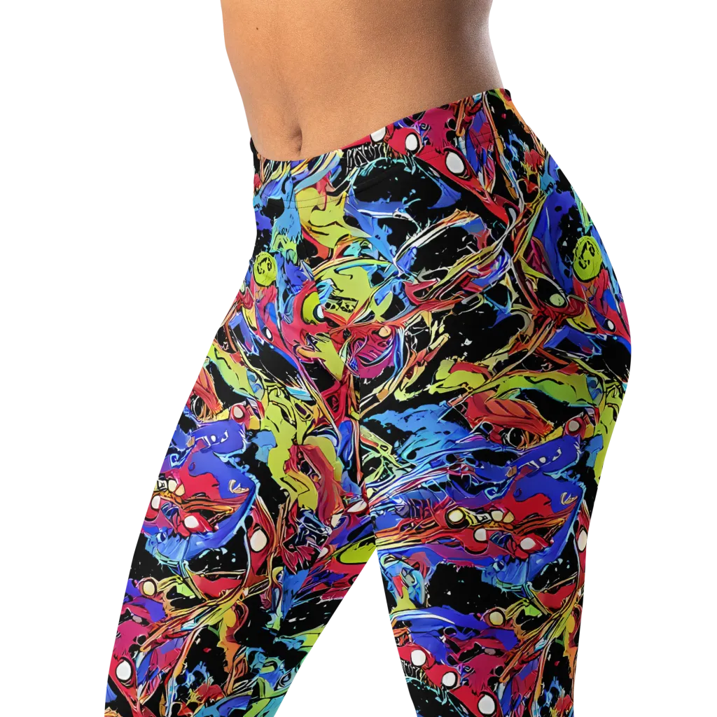 Neon Chaos on Leggings — Left Front