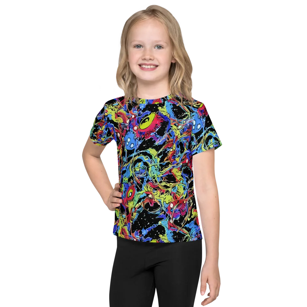 Neon Chaos on Kids Crew Neck T-Shirt — Front