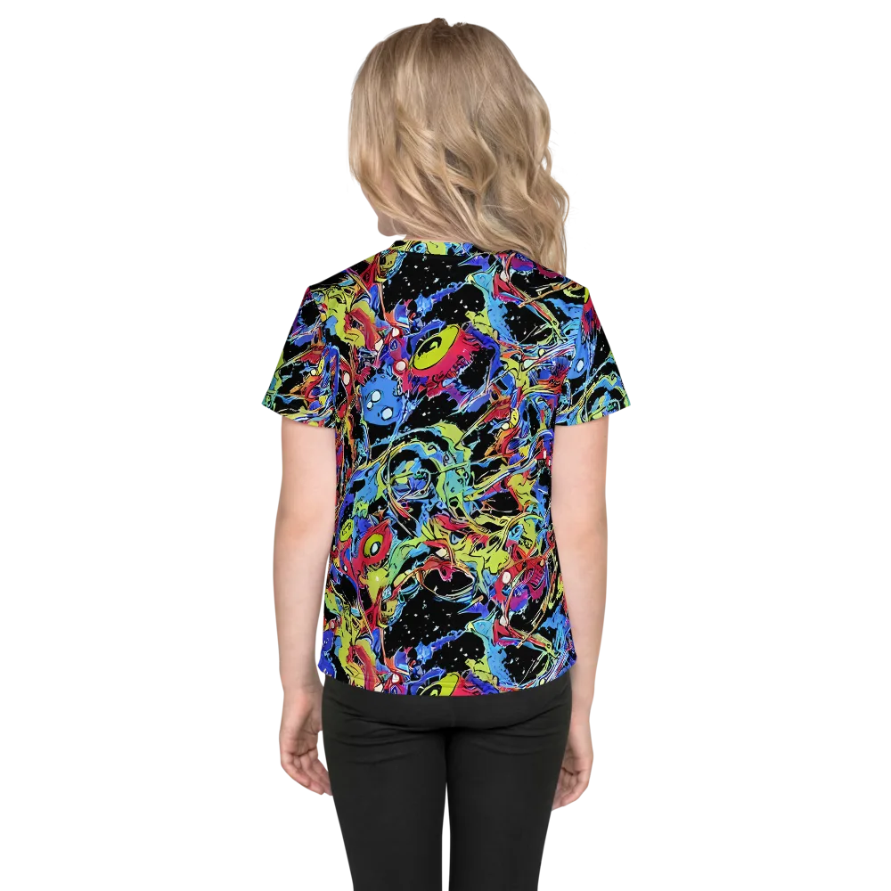 Neon Chaos on Kids Crew Neck T-Shirt — Back