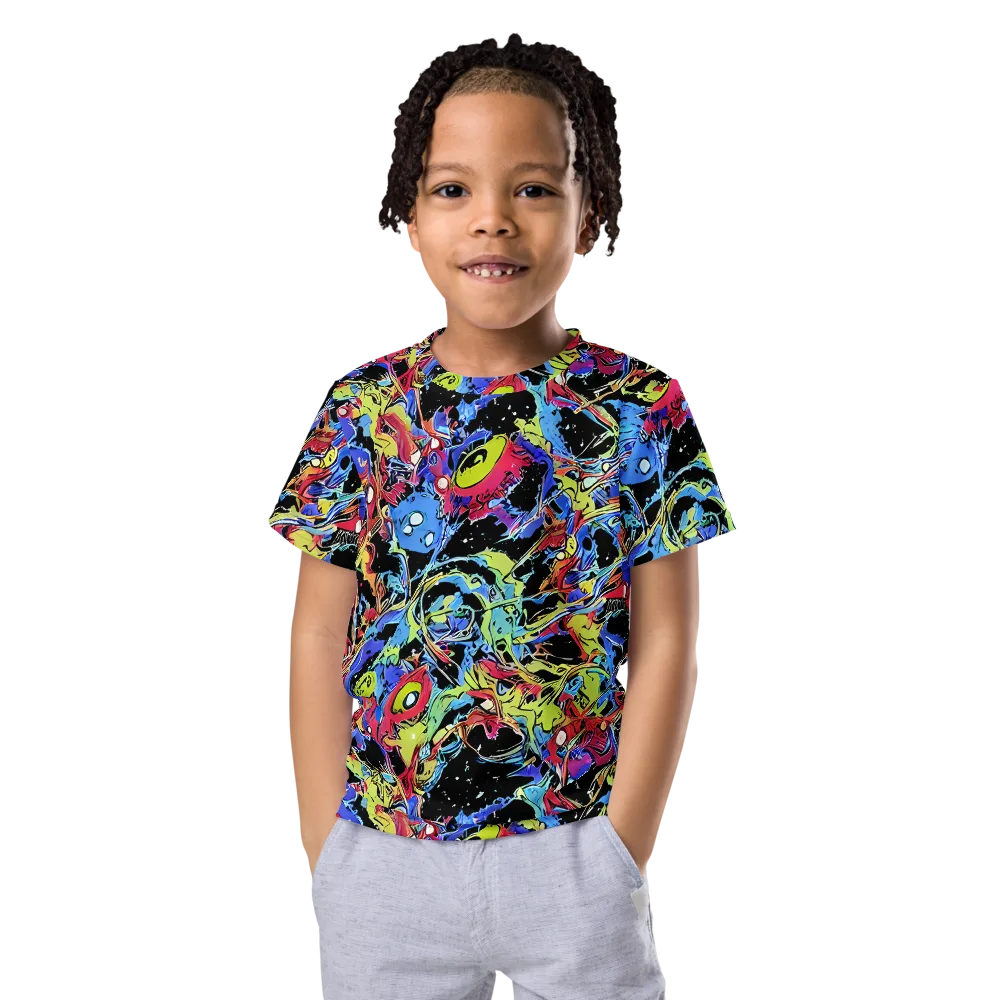 Neon Chaos on Kids Crew Neck T-Shirt — Front