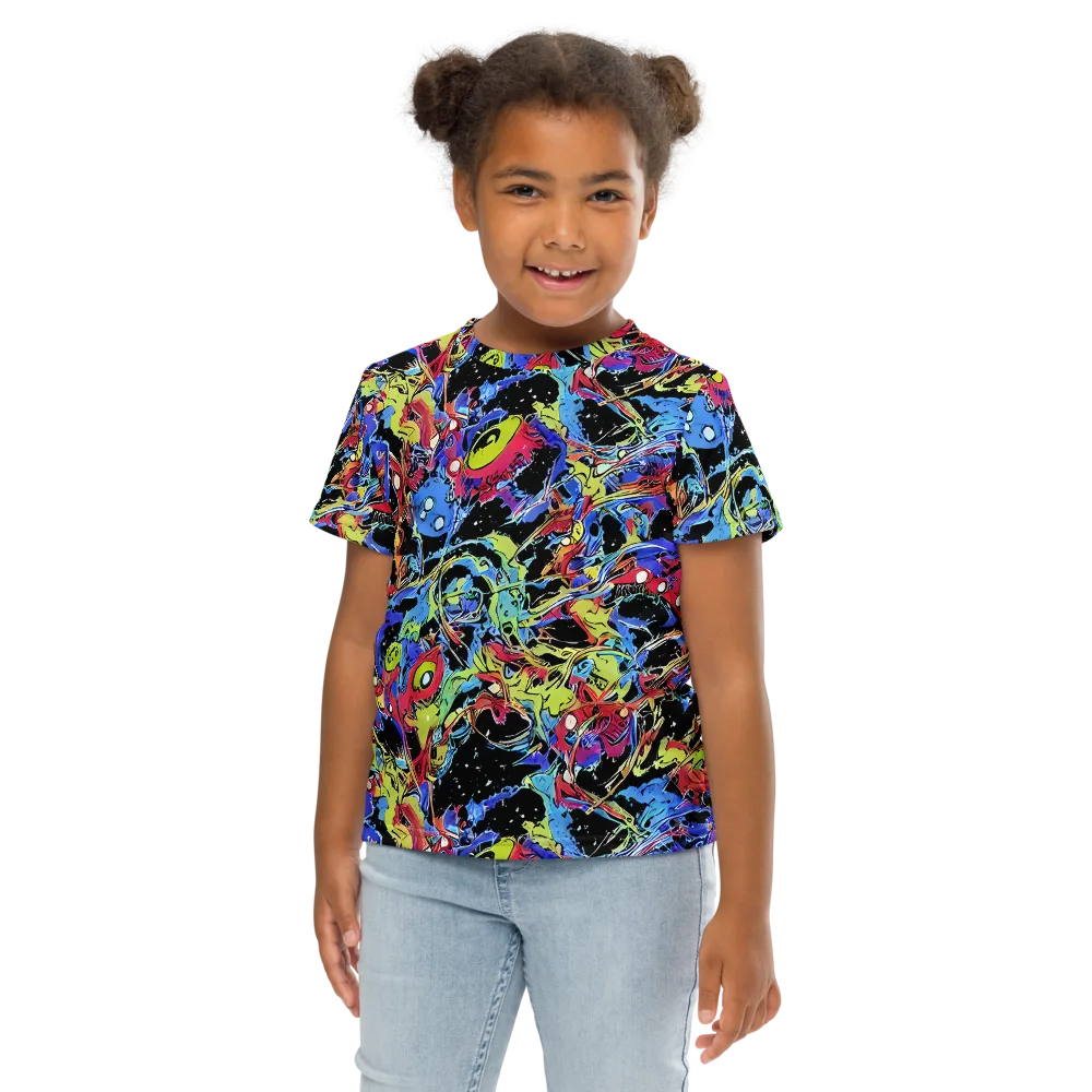 Neon Chaos on Kids Crew Neck T-Shirt — Front