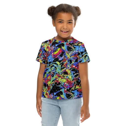 Neon Chaos on a Kids Crew Neck T-Shirt