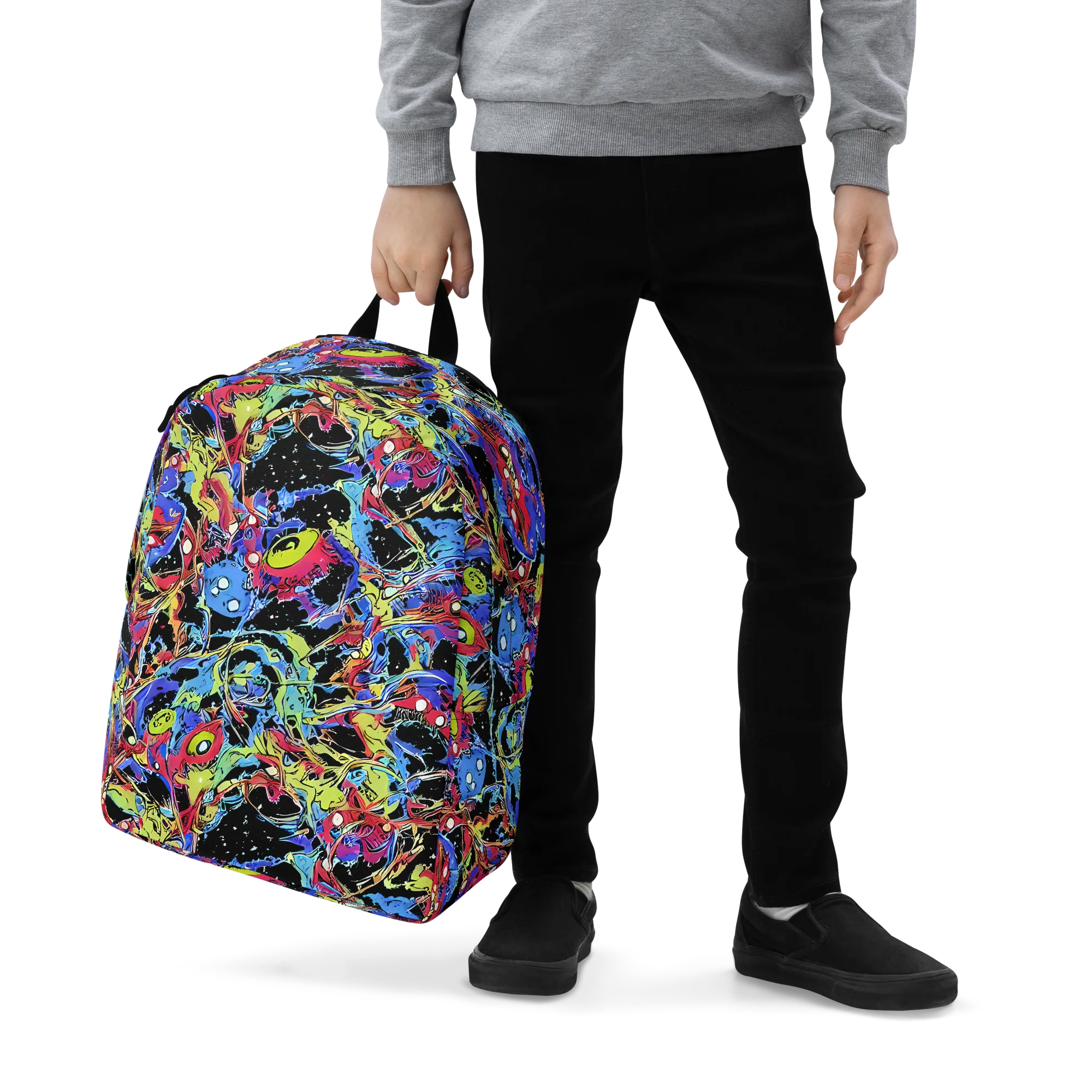 Neon Chaos on Minimalist Backpack — Zoomed-in