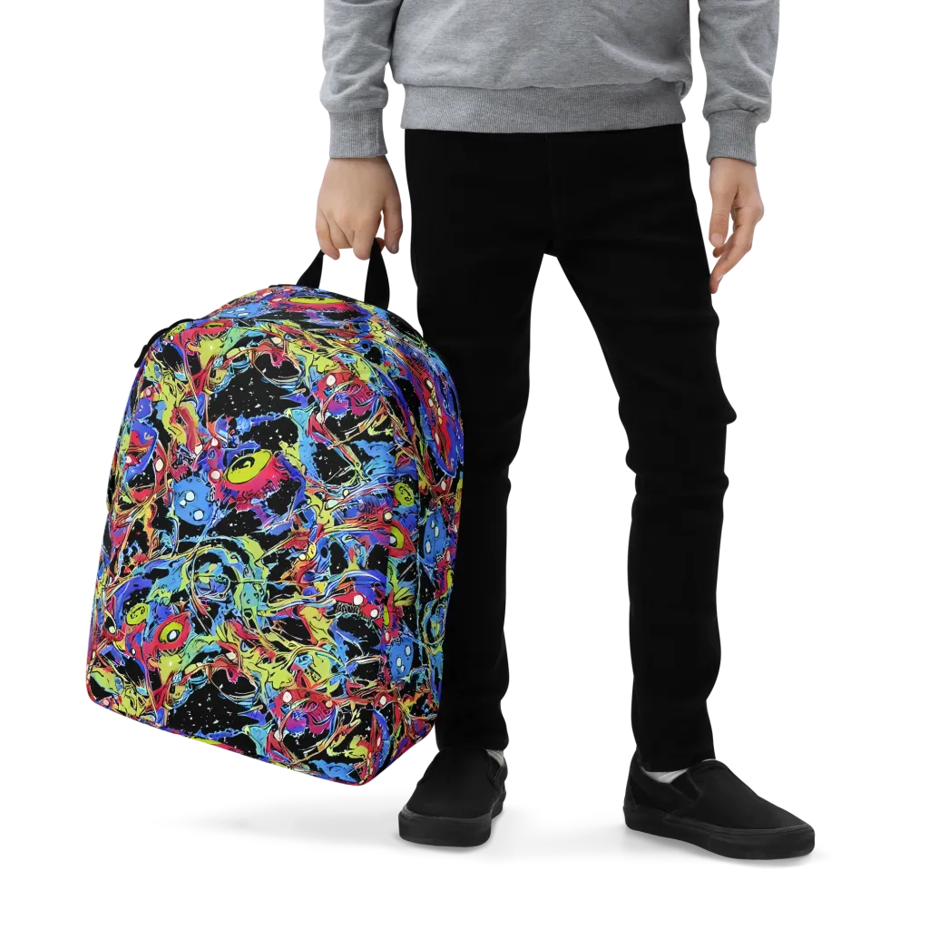 Neon Chaos on Minimalist Backpack — Zoomed-in