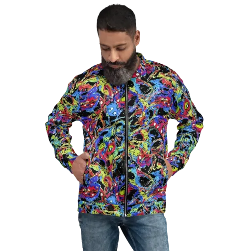 Neon Chaos on a Bomber Jacket