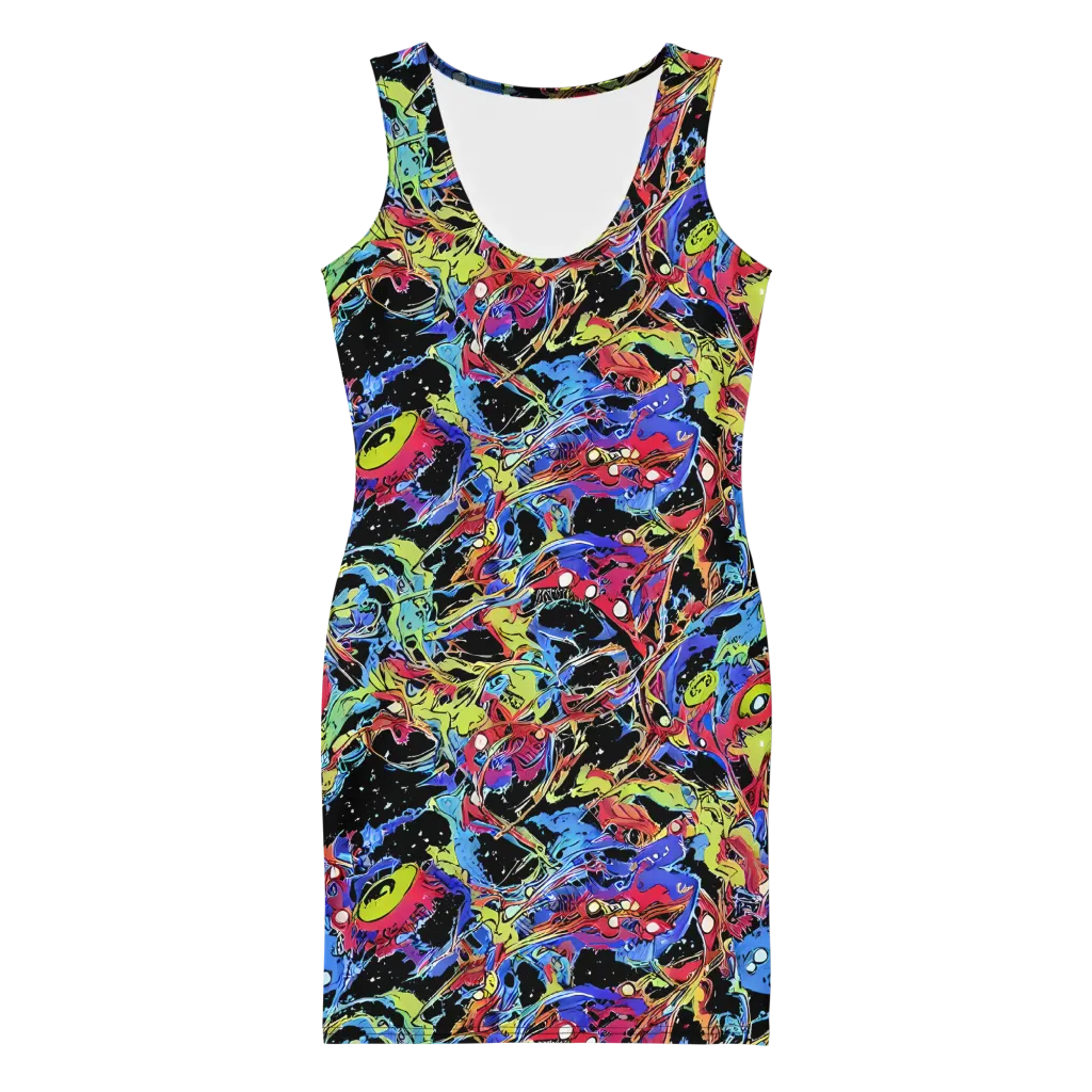 Neon Chaos on Bodycon Dress — Front