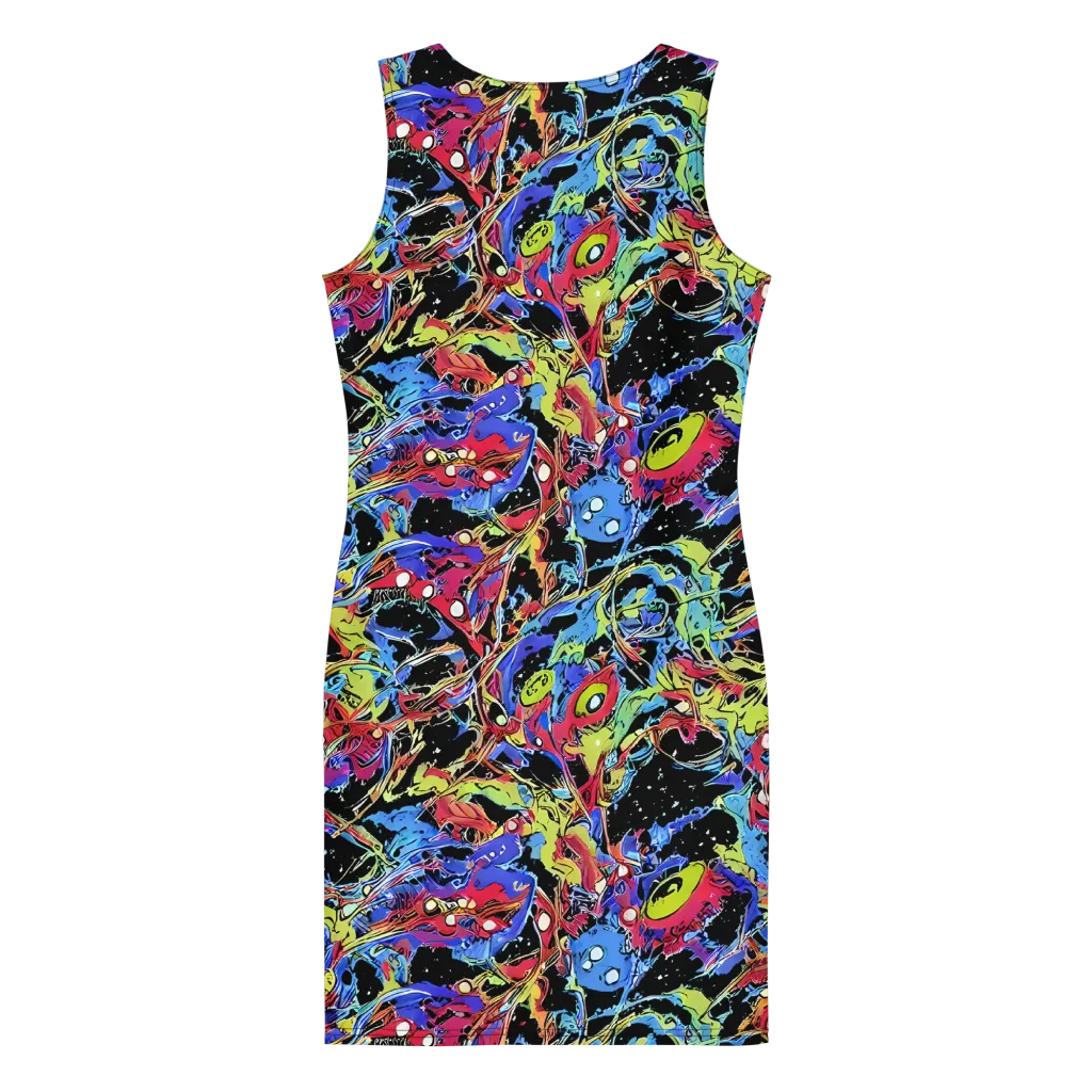 Neon Chaos on Bodycon Dress — Back
