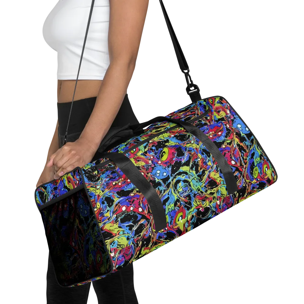 Neon Chaos on Duffle Bag — Front