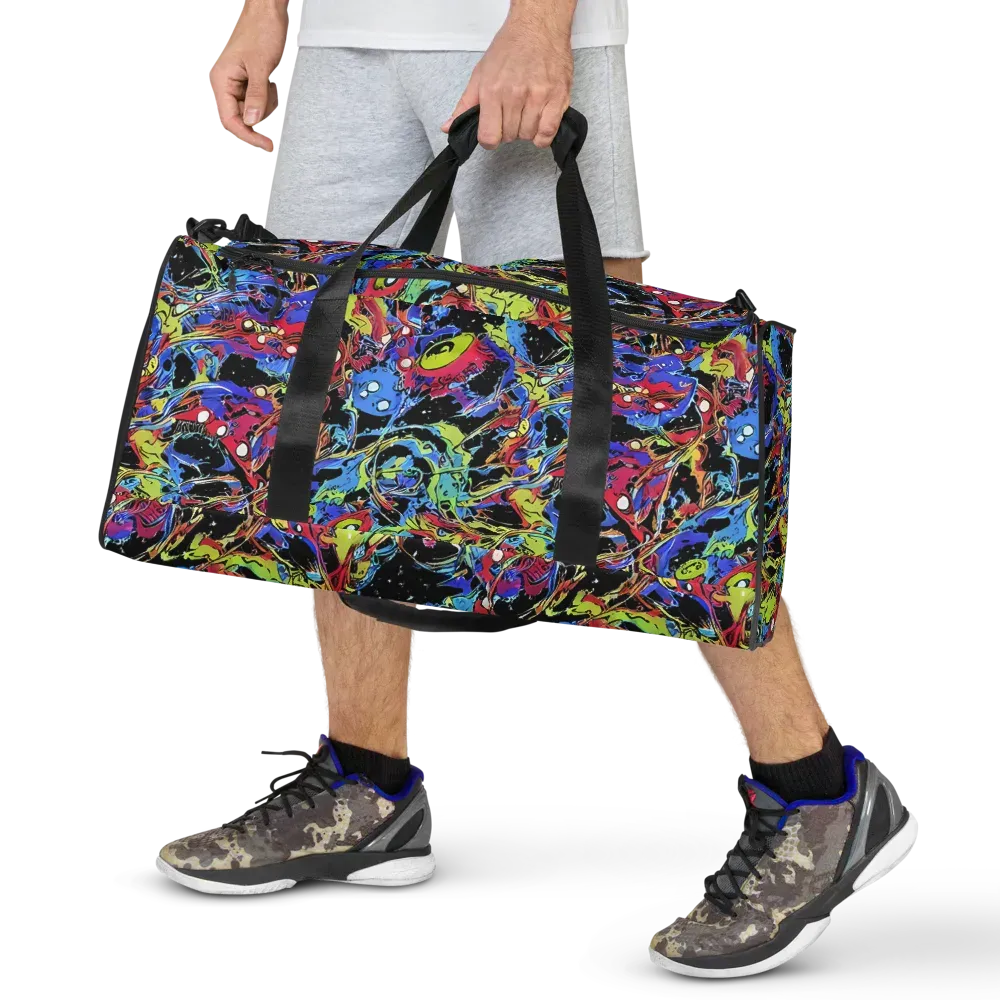Neon Chaos on Duffle Bag — Front