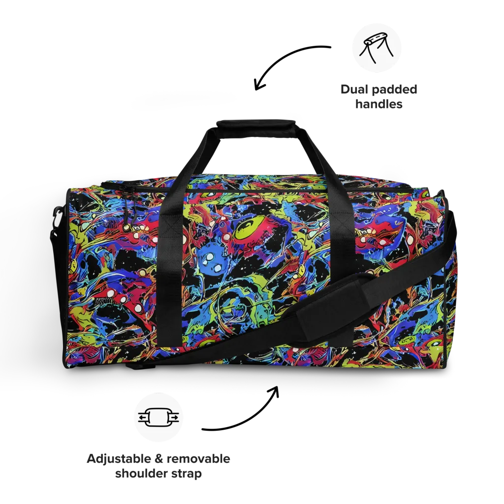 Neon Chaos on Duffle Bag — Front