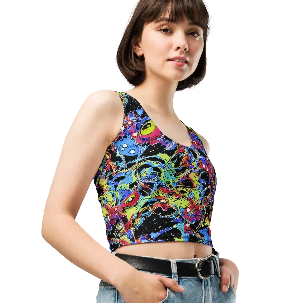 Neon Chaos on Crop Top — Right Front
