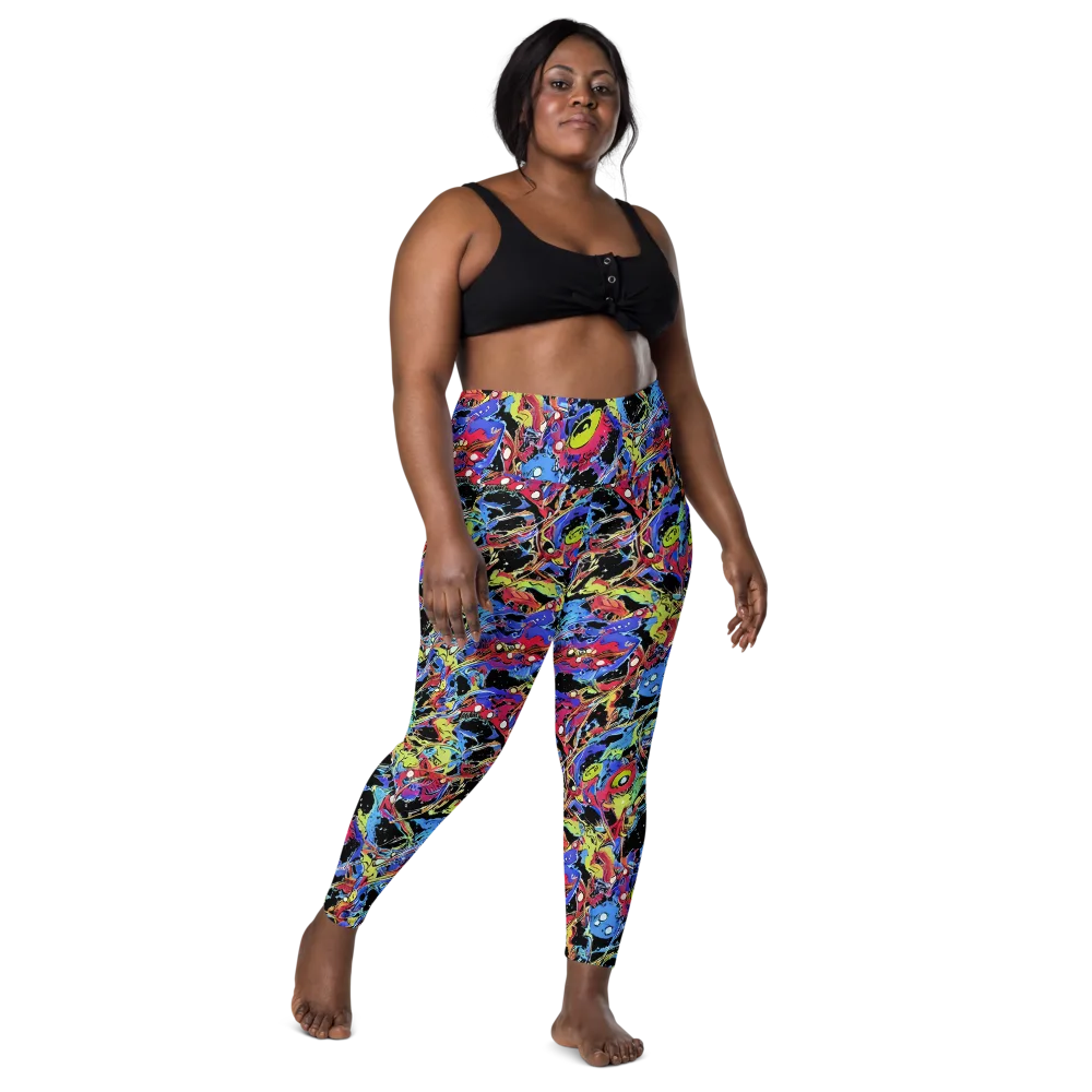Neon Chaos on Leggings with Pockets — Front