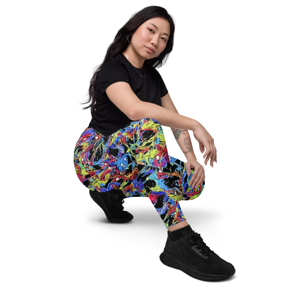 Neon Chaos on Leggings with Pockets — Right Front
