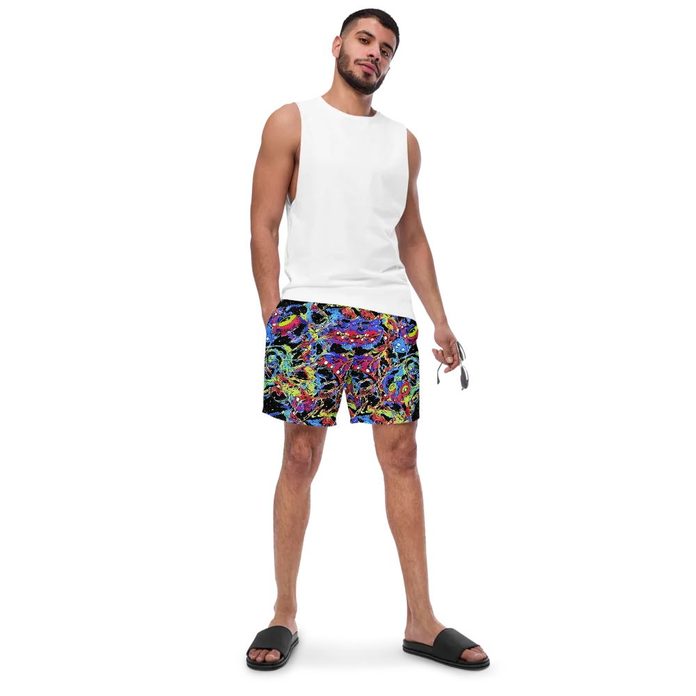 Neon Chaos on Swim Trunks — Front