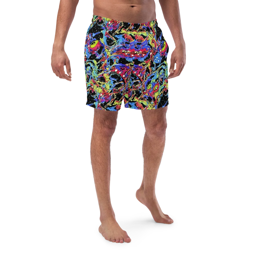 Neon Chaos on Swim Trunks — Front