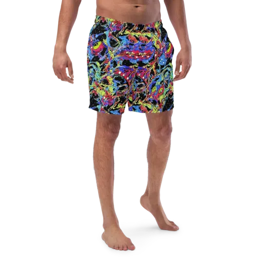 Neon Chaos on a Swim Trunks