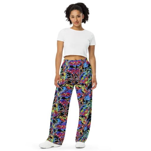Neon Chaos on a Wide-Leg Pants