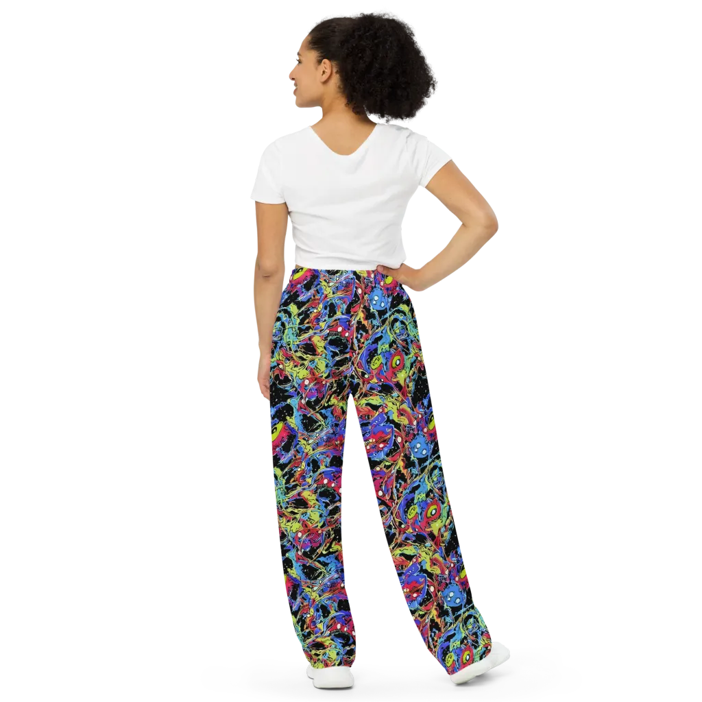 Neon Chaos on Wide-Leg Pants — Back