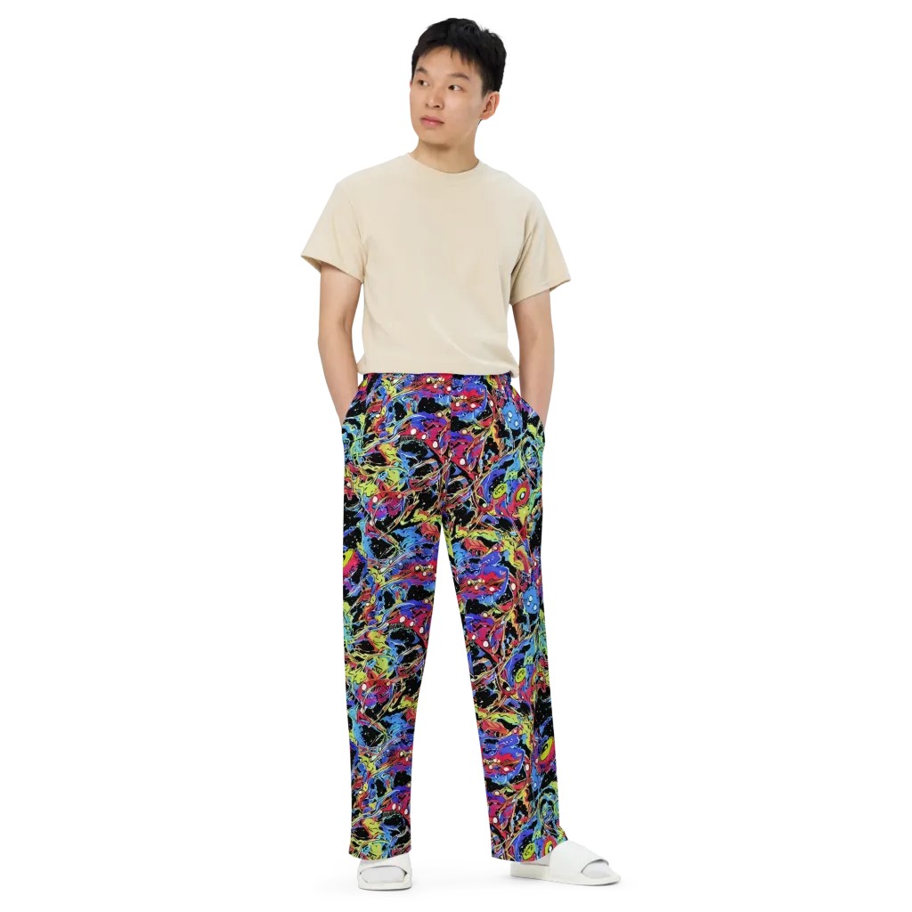 Neon Chaos on Wide-Leg Pants — Front