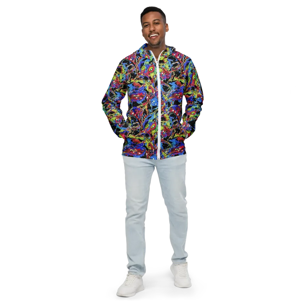 Neon Chaos on Men's Windbreaker — Front