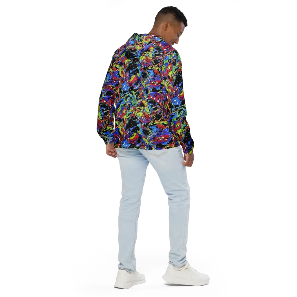 Neon Chaos on Men's Windbreaker — Back