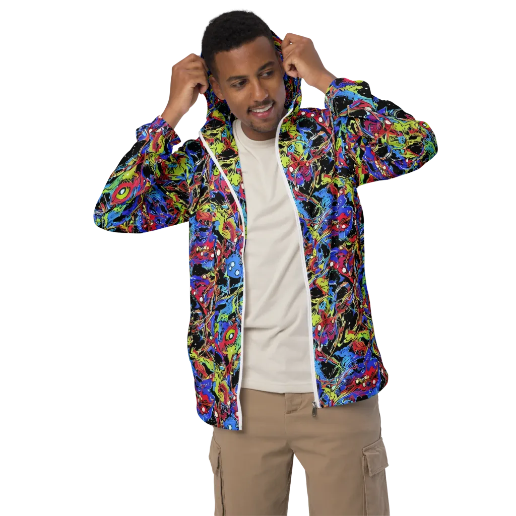 Neon Chaos on Men's Windbreaker — Front