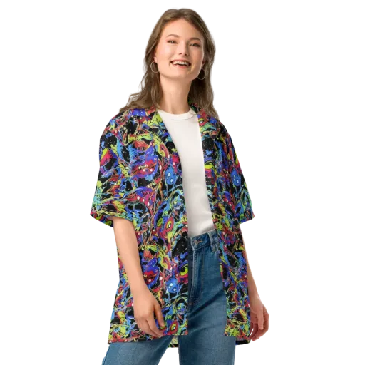 Neon Chaos on a Button Shirt