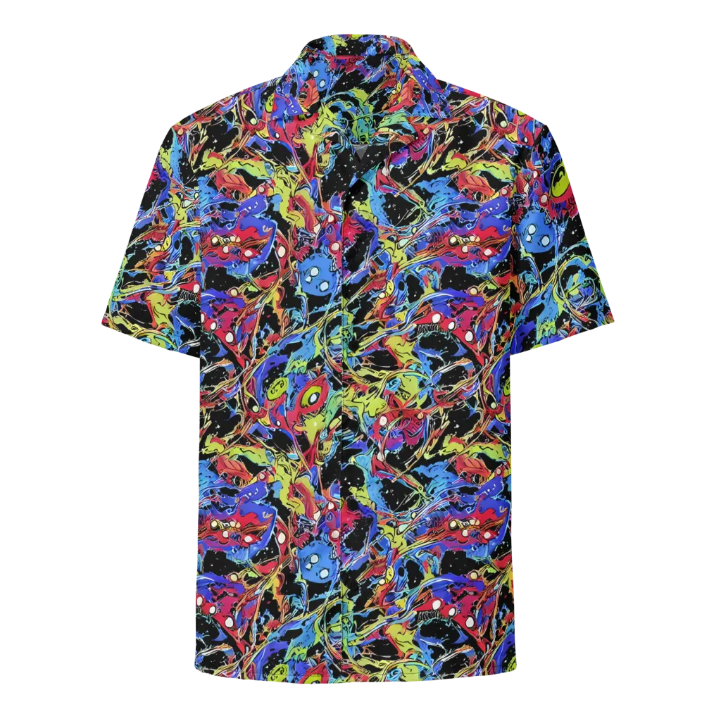 Neon Chaos on Button Shirt — Front