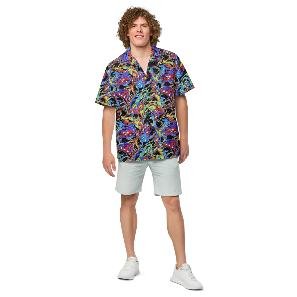 Neon Chaos on Button Shirt — Front