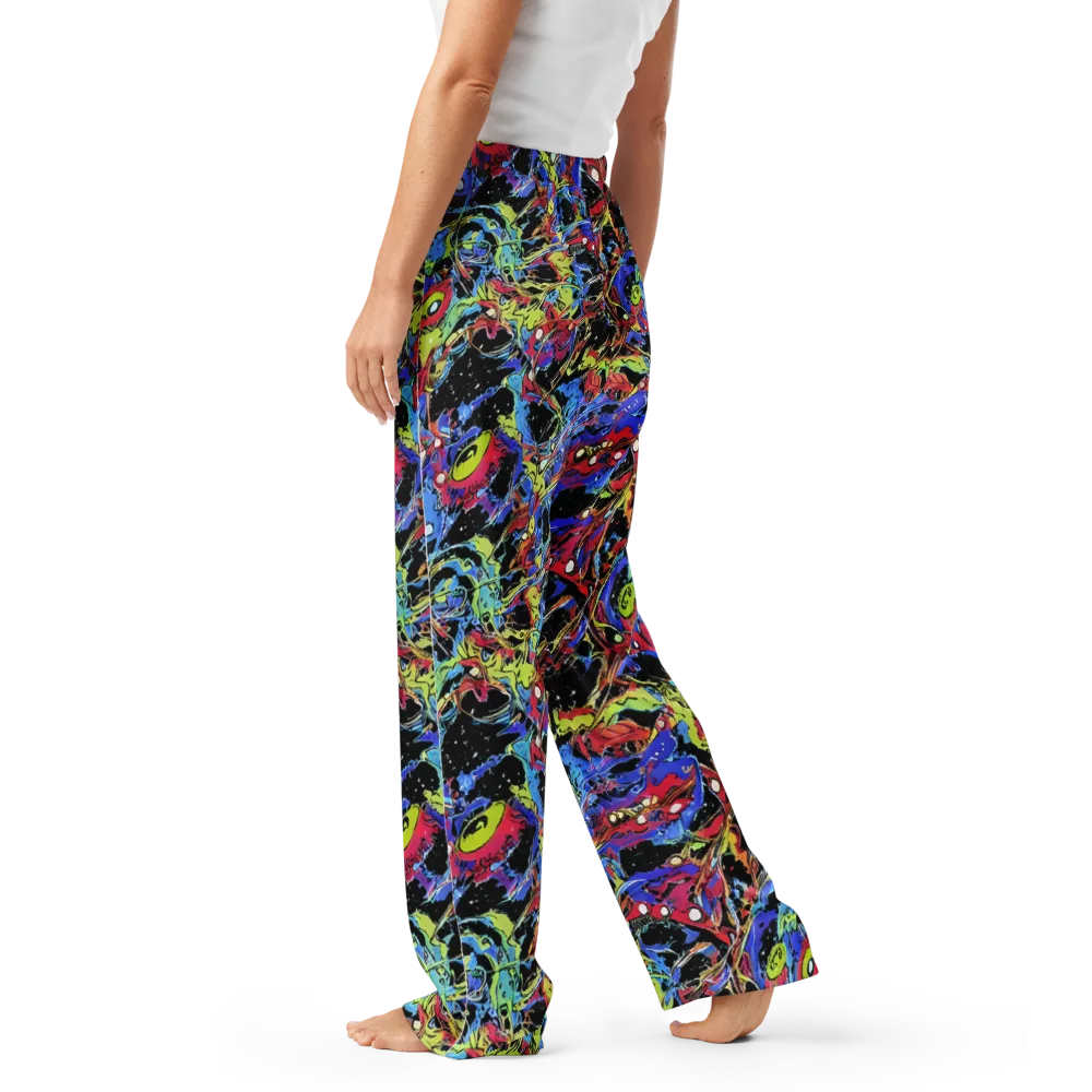 Neon Chaos on Women's Pajama Pants — Left