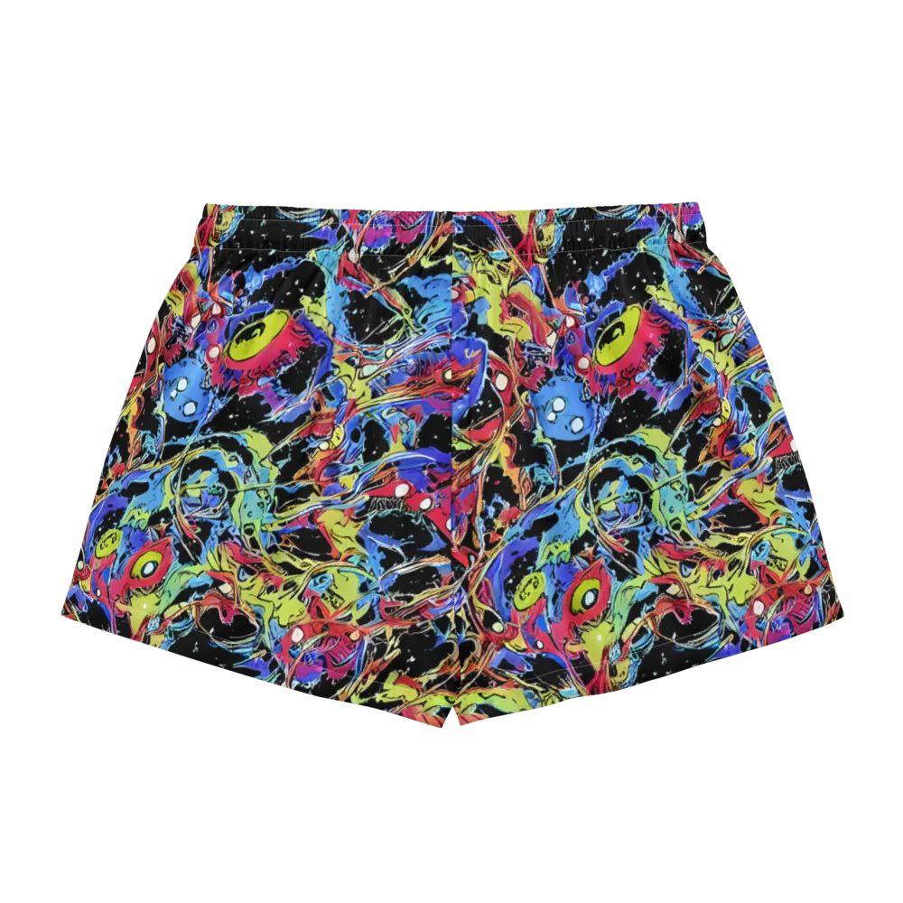 Neon Chaos on Women's Pajama Shorts — Back
