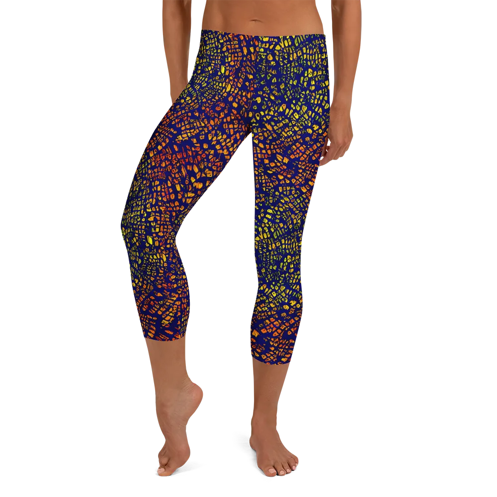 Midnight Shards on Capri Leggings — Front