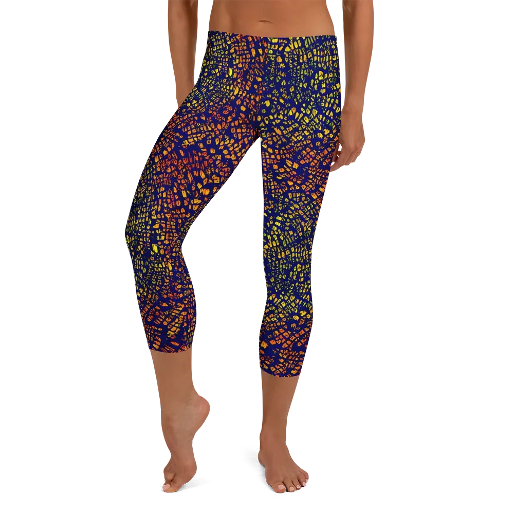 Midnight Shards on Capri Leggings — Front