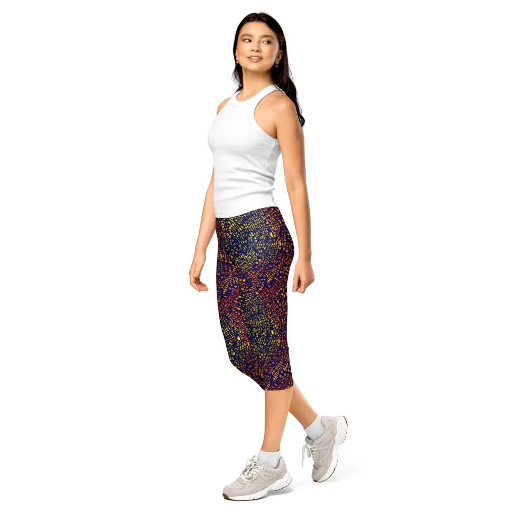 Midnight Shards on Capri Leggings — Left Front