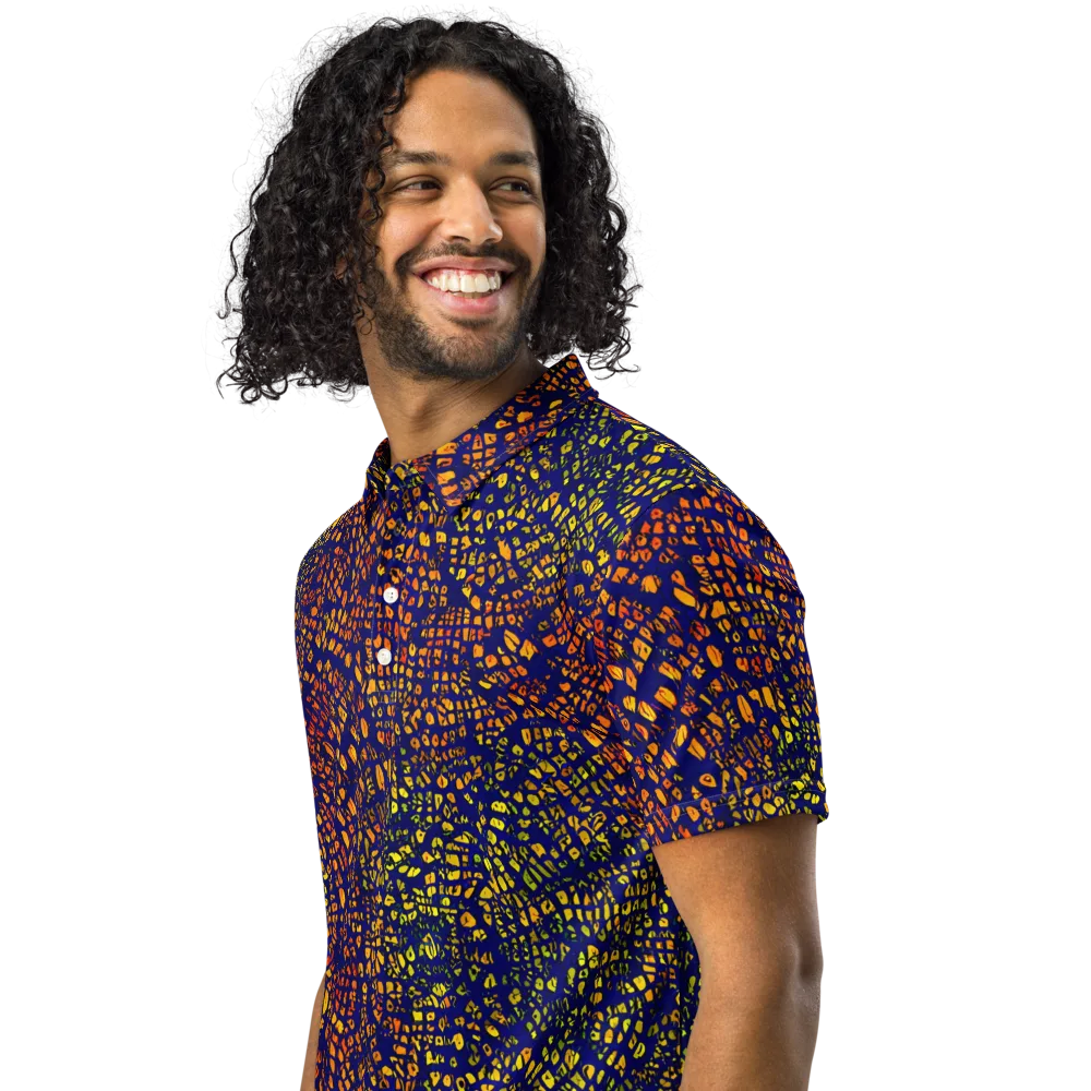 Midnight Shards on Men's Slim Fit Polo Shirt — Left Front