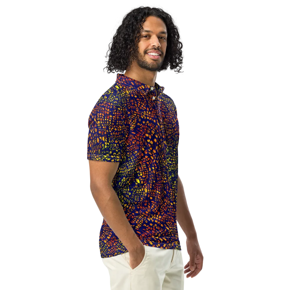 Midnight Shards on Men's Slim Fit Polo Shirt — Right Front
